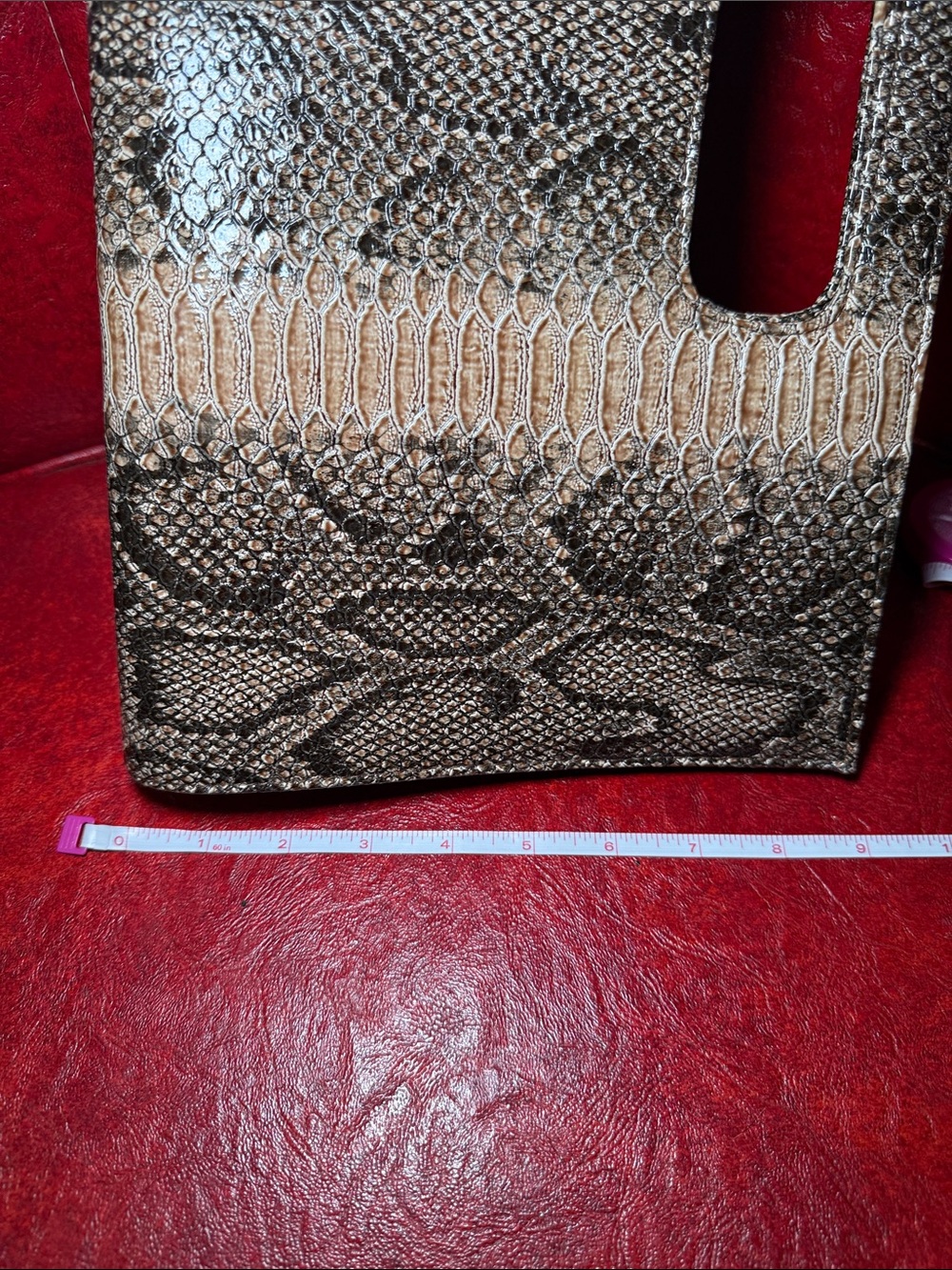 Giannini Faux Snakeskin Cutout Handle Statement Clutch - Picture 4 of 5
